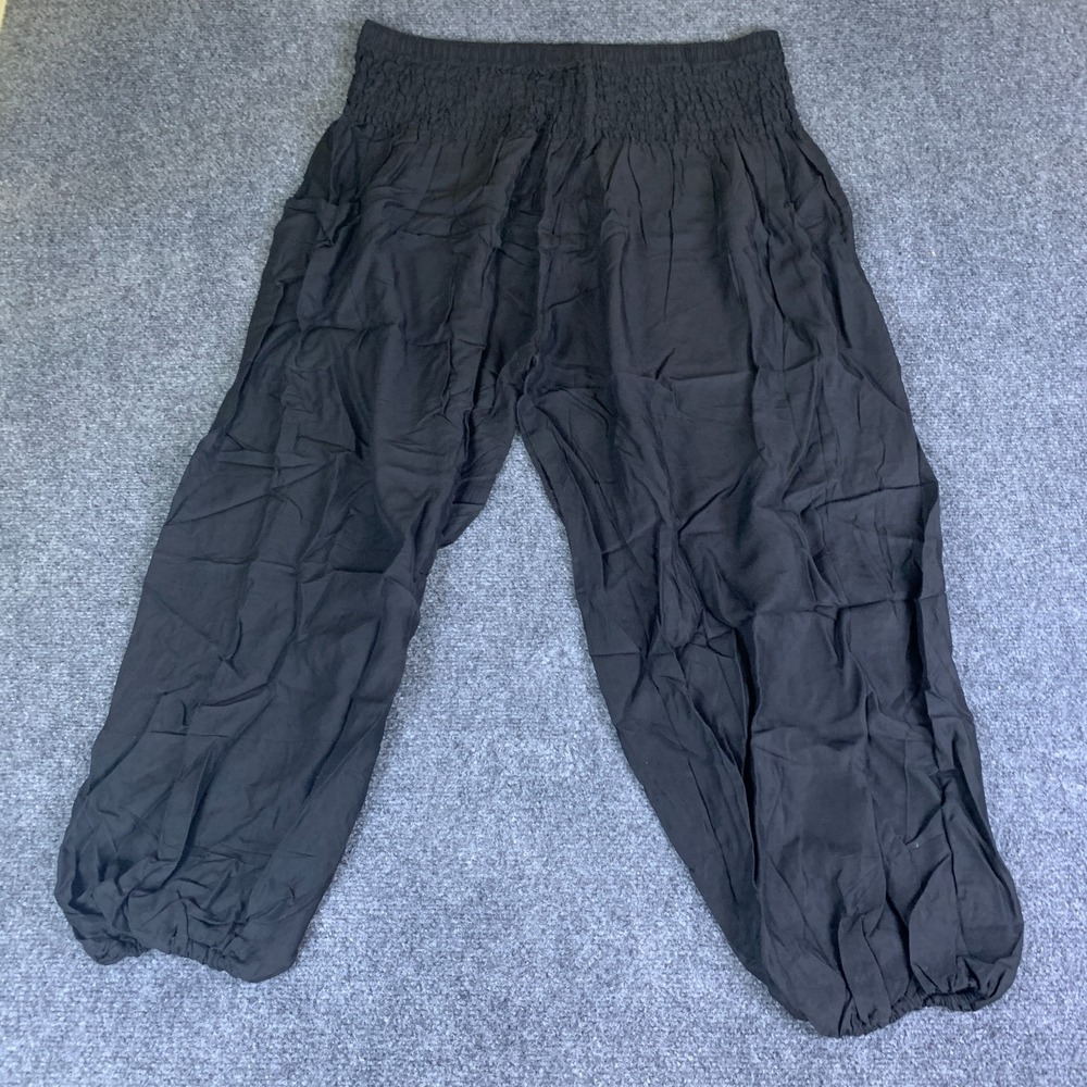 Lofbaz Genie Pants Womens 4XL Black Viscose Elastic Waist Boho Hippie Festival
